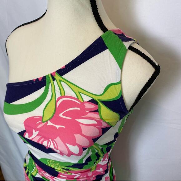 Lilly Pulitzer Women's Madison Dress Small‎ Floral Striped One Shoulder Ruched - Picture 4 of 14